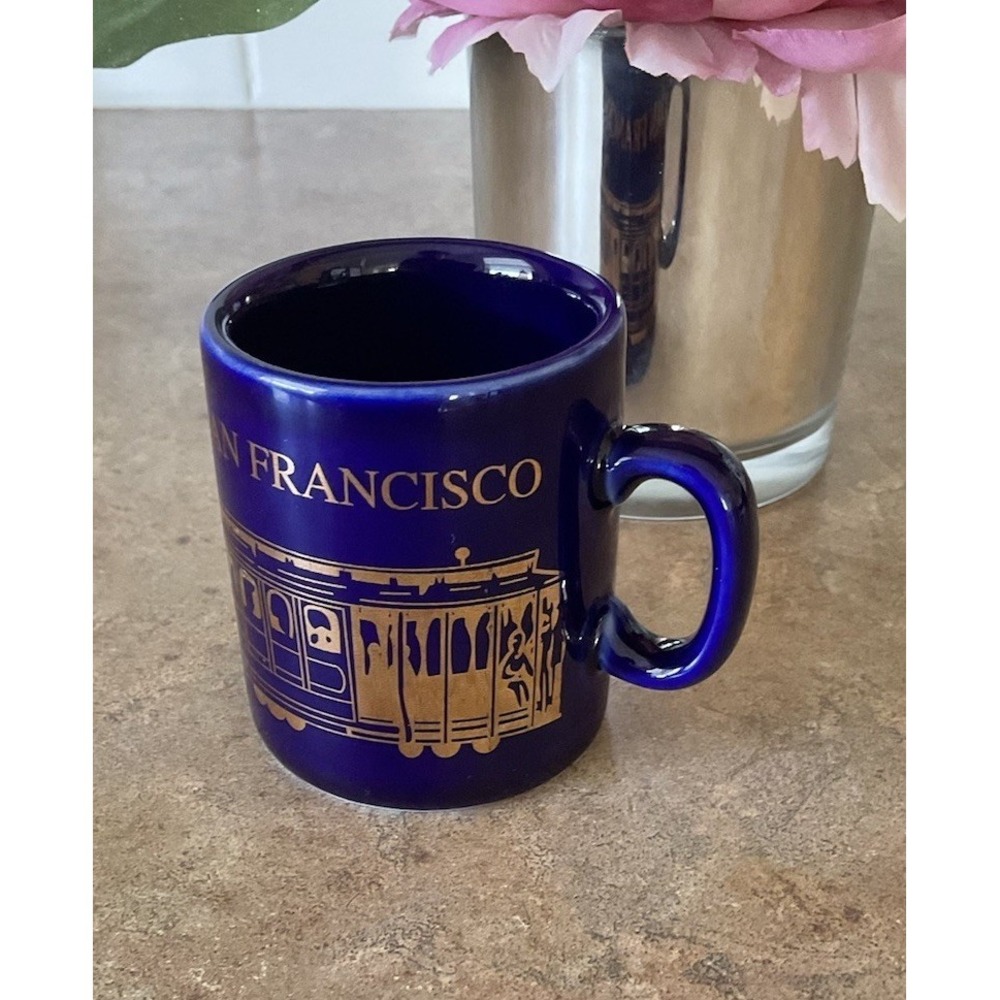 Mini Espresso Coffee Cup Tea Mug ~ SAN FRANCISCO Golden Gate Bridge & Cable Car